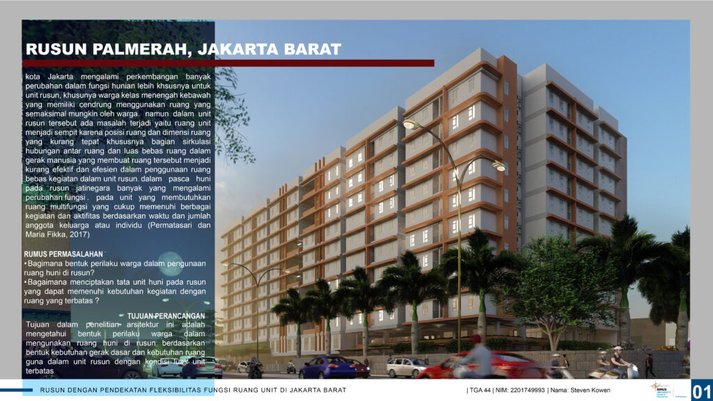 RUSUN DENGAN PENDEKATAN FLEKSIBILITAS FUNGSI RUANG UNIT DI JAKARTA BARAT