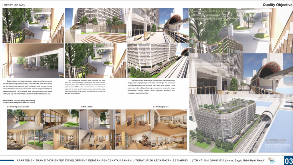 APARTEMEN TRANSIT-ORIENTED DEVELOPMENT DENGAN PENDEKATAN TAMAN LITERATUR DI KECAMATAN SETIABUDI
