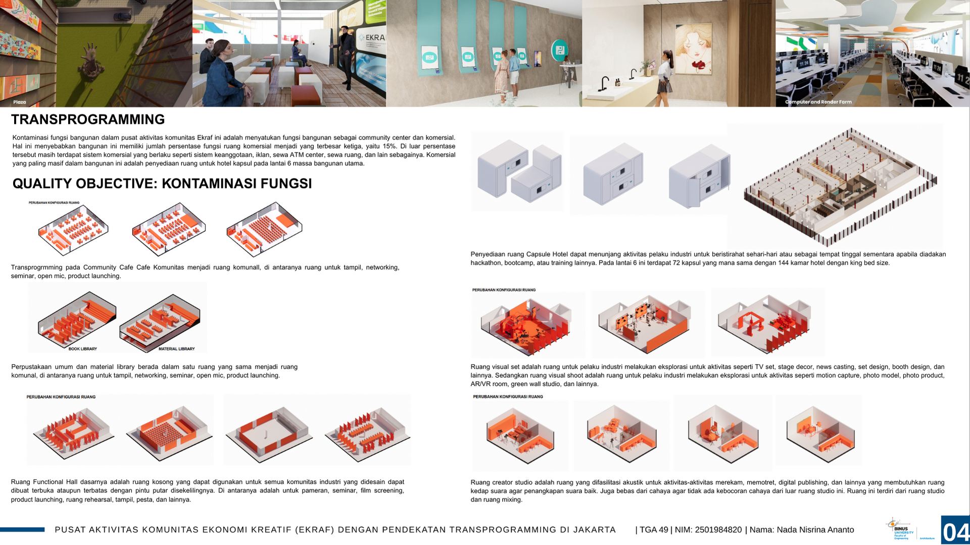 Pusat Aktivitas Komunitas Ekonomi Kreatif (EKRAF) dengan Pendekatan Transprogramming di Jakarta